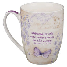 Load image into Gallery viewer, Mug - Blessed Purple Butterfly Coffee Mug - Jeremiah 17:7
